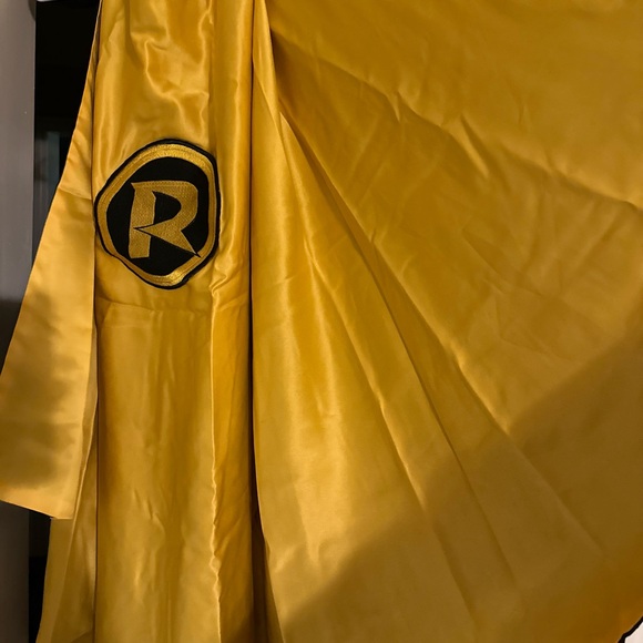 Yellow Satin Robe with Black Logo - Picture 2 of 6